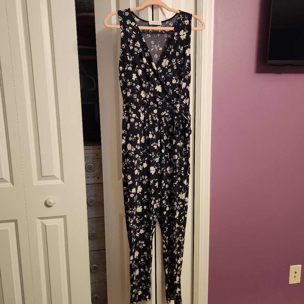 Kaileigh Karla Knit Floral Navy Jumpsuit